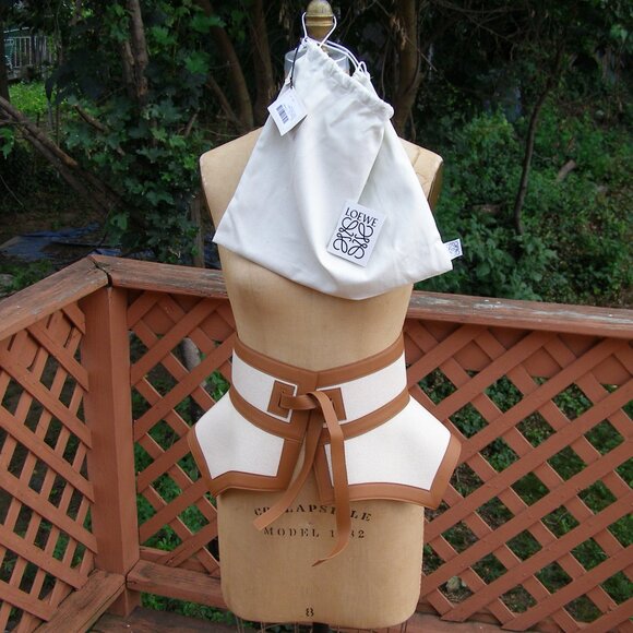 RARE NWT LOEWE Tan Canvas & Leather Obi Belt - Picture 6 of 15